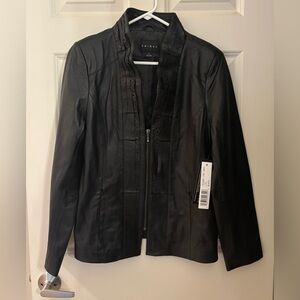 NWT Tribal Fashion Boho Genuine Leather Jacket, Black, Size 12